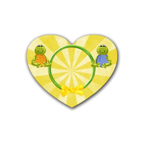 Lil  Froggie 4pk Heart Coaster 1 By Lisa Minor Front