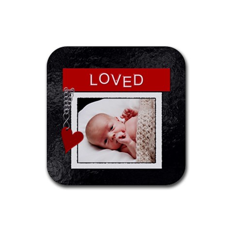 Loved Square Coaster By Lil Front