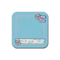 Flower Coaster Blue - Rubber Coaster (Square) Flower Coaster Blue - Rubber Coaster (Square)