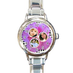 pink trio Italian Charm Watch - Round Italian Charm Watch