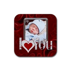 I Love You Square Coaster - Rubber Coaster (Square)