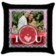 I love you - Throw Pillow Case (Black)