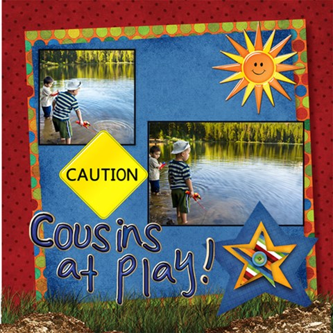About A Boy Fishin! By Diann 12 x12  Scrapbook Page - 2