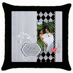 Our wedding - Throw Pillow Case (Black)