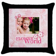 flower world - Throw Pillow Case (Black) flower world - Throw Pillow Case (Black)