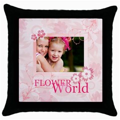 flower world - Throw Pillow Case (Black)