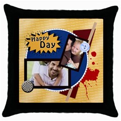 Happy day - Throw Pillow Case (Black)