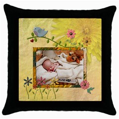 Floral Spring Throw Pillow Case - Throw Pillow Case (Black)