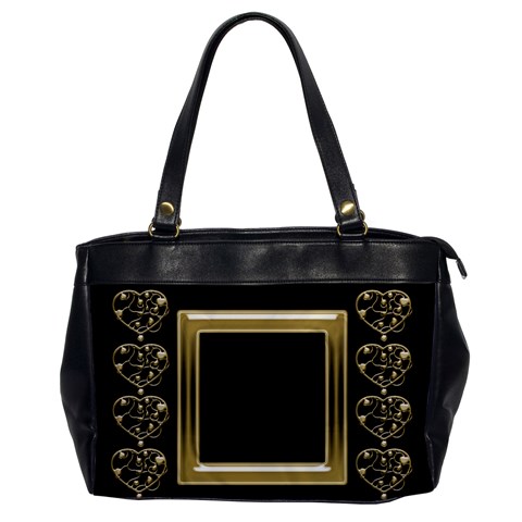 Black And Gold Oversized Office Bag By Deborah Front