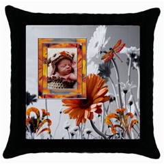 Orange Accent Throw Pillow Case - Throw Pillow Case (Black)