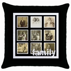 Multi Frame Family  Throw Pillow (5 styles) - Throw Pillow Case (Black)