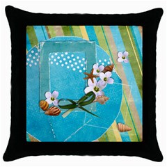 beach-Throw Pillow Case (Black)