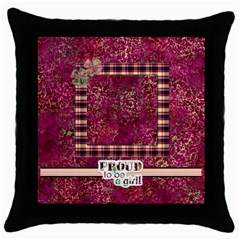 Girl Power Throw Pillow 1 - Throw Pillow Case (Black)