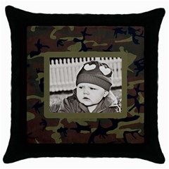 Camo Pillow Case - Throw Pillow Case (Black)