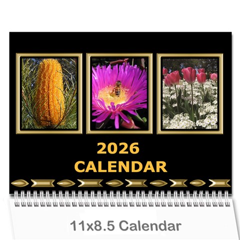 Black And Gold (any Year) 2026 Calendar By Deborah Cover