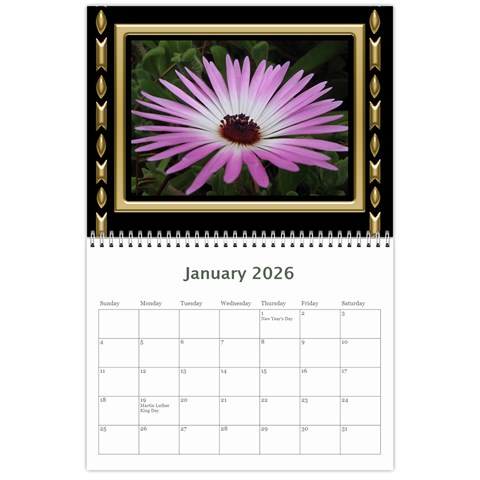 Black And Gold (any Year) 2026 Calendar By Deborah Jan 2026
