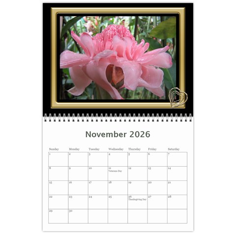 Black And Gold (any Year) 2026 Calendar By Deborah Nov 2026