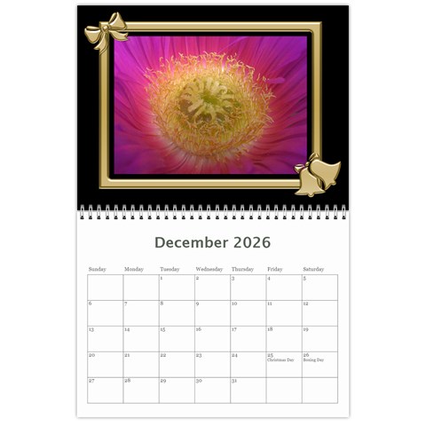 Black And Gold (any Year) 2026 Calendar By Deborah Dec 2026