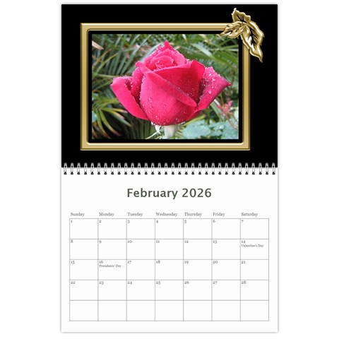 Black And Gold (any Year) 2026 Calendar By Deborah Feb 2026