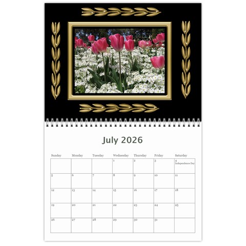 Black And Gold (any Year) 2026 Calendar By Deborah Jul 2026