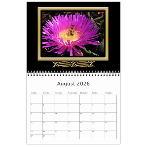 Black And Gold (any Year) 2026 Calendar By Deborah Aug 2026