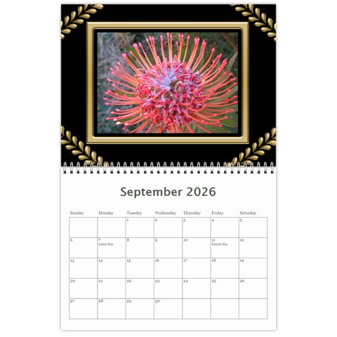 Black And Gold (any Year) 2026 Calendar By Deborah Sep 2026