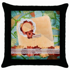 Happiness-Throw Pillow Case (Black)