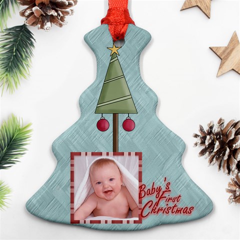 Baby s First Christmas Double Sided Tree Ornament By Catvinnat Front
