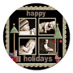 Happy Holidays Christmas Card 5 inch Magnet - Magnet 5  (Round)