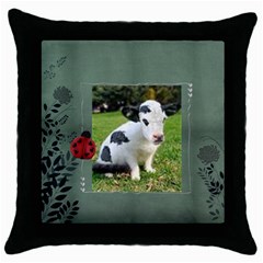 cow pillow 1 - Throw Pillow Case (Black)