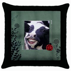 cow pillow - Throw Pillow Case (Black)