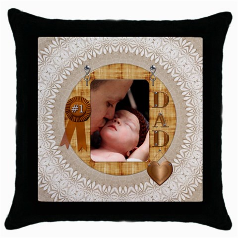 #1 Dad Throw Pillow Case By Lil Front