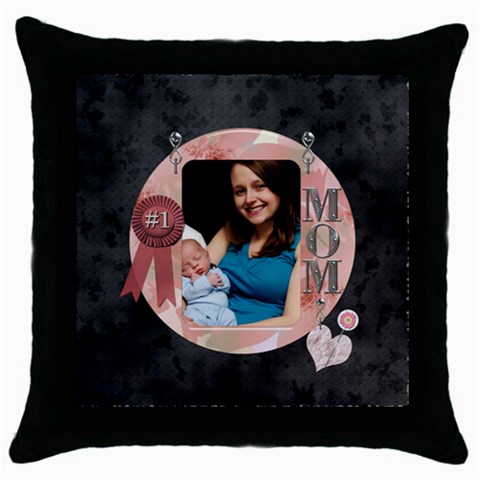 #1 Mom Throw Pillow Case By Lil Front