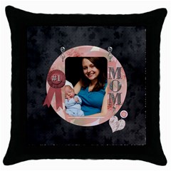 #1 Mom Throw Pillow Case - Throw Pillow Case (Black)