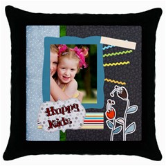 happy kids - Throw Pillow Case (Black)