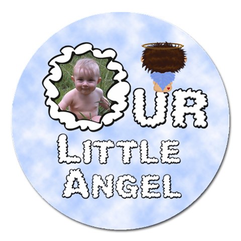 Our Little Angel Boy Round 5 Inch Magnet By Chere s Creations Front