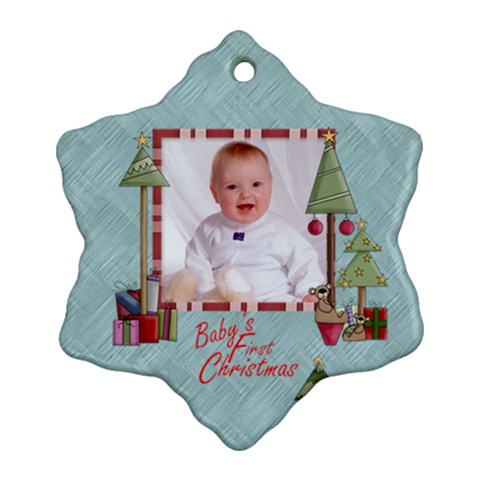 Baby s First Christmas Double Sided Snowflake Ornament By Catvinnat Front