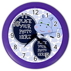 Blue Hippo Clock - Color Wall Clock
