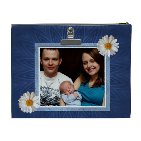 Mom Blue Xl Cosmetic Bag By Lil Back