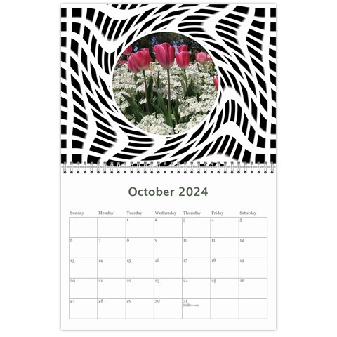 Modern Black And White Calendar 2024 (any Year) By Deborah Oct 2024