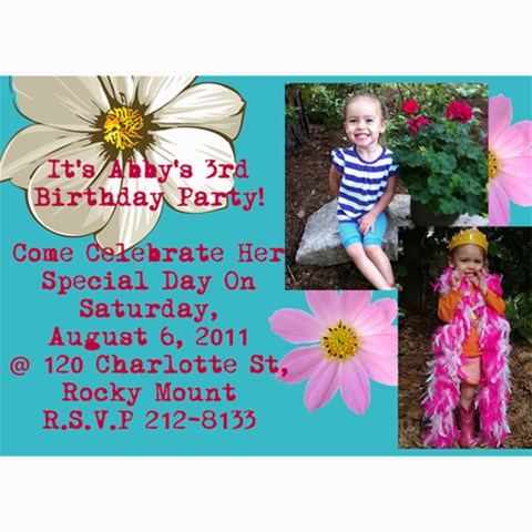 Abby s 3rd Birthday Invite By Heather Benson 7 x5  Photo Card - 14