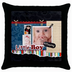 little boy - Throw Pillow Case (Black)