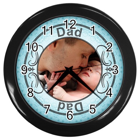 Dad Black Wall Clock By Lil Front