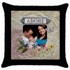 Adore Throw Pillow - Throw Pillow Case (Black)