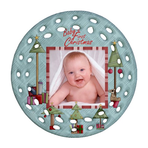 Baby s First Christmas Double Sided Filigree Ornamant By Catvinnat Front