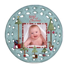 Baby s First Christmas Single sided round Filigree Ornament - Ornament (Round Filigree)