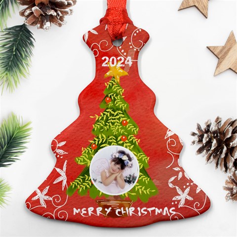 Merry Christmas 2024 Single Sided Tree Ornament By Catvinnat Front