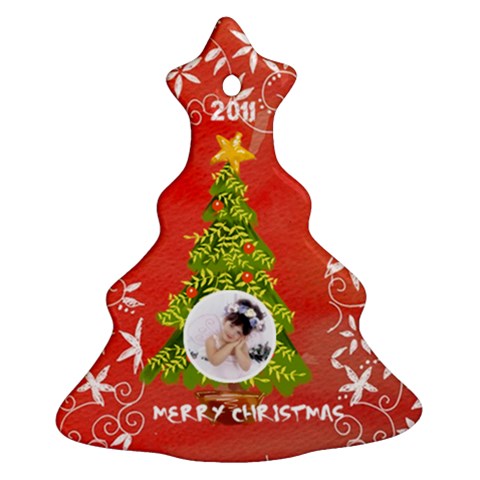 Merry Christmas 2011 Single Sided Tree Ornament By Catvinnat Front