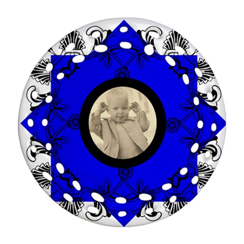 Cobalt Art Nouveau Filigree Double Sided Ornament By Catvinnat Front