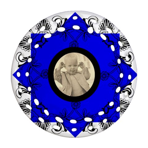 Cobalt Art Nouveau Filigree Double Sided Ornament By Catvinnat Front